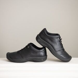 KEEN Black Leather Shoes PTC Oxford Womens 8.5 Work Comfort Hiking Sneaker